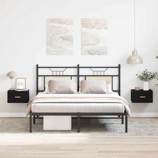 Wandmontierter Nachtschrank 2 pcs Schwarz Eichen-Optik