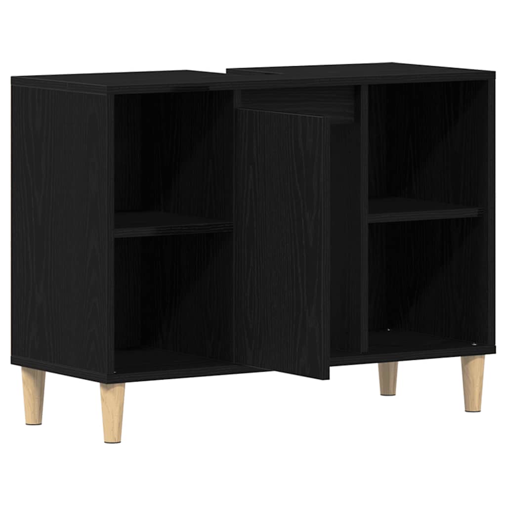 Spülbeckenschrank Eiche Schwarz 80x33x60 cm Holzwerkstoff