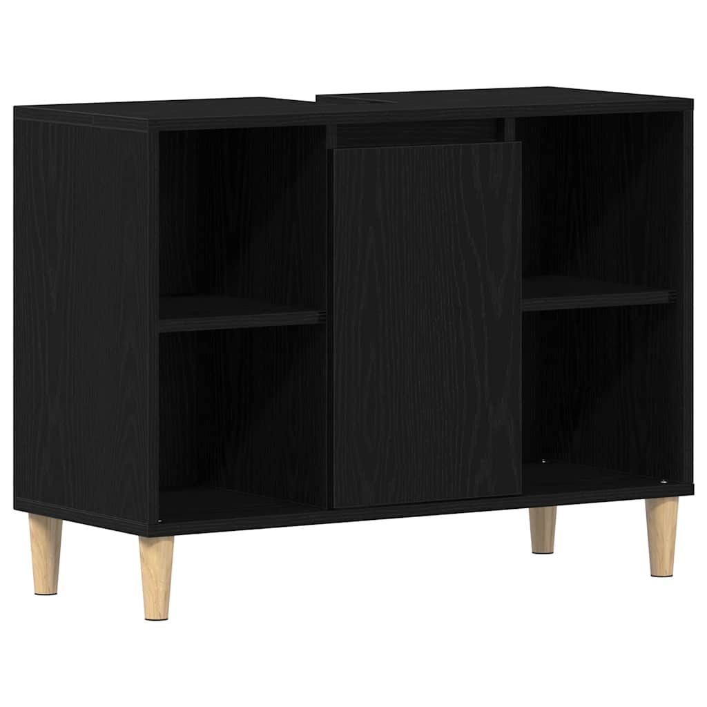 Spülbeckenschrank Eiche Schwarz 80x33x60 cm Holzwerkstoff