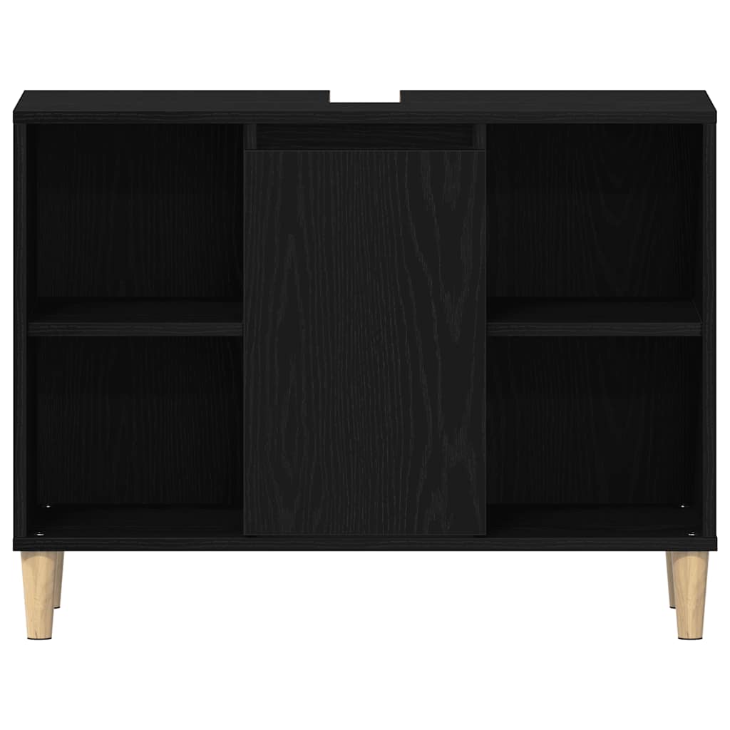 Spülbeckenschrank Eiche Schwarz 80x33x60 cm Holzwerkstoff