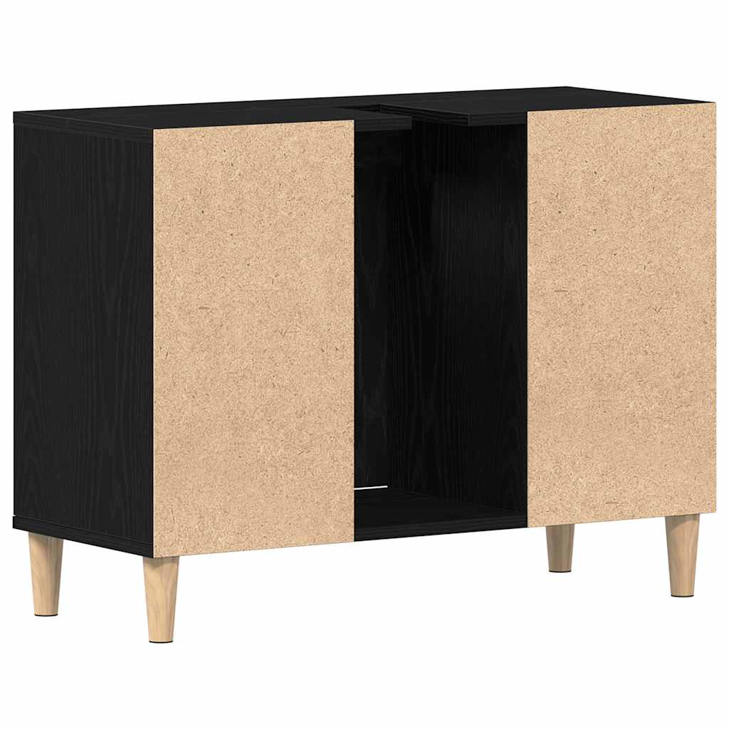 Spülbeckenschrank Eiche Schwarz 80x33x60 cm Holzwerkstoff