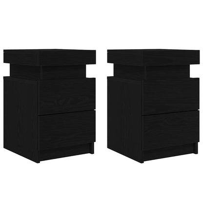 Nachttisch 2 stk. Schwarz Eichen-Optik 35 x 39 x 55 cm