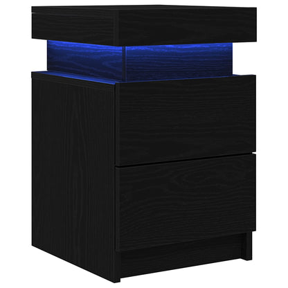Nachttisch 2 stk. Schwarz Eichen-Optik 35 x 39 x 55 cm