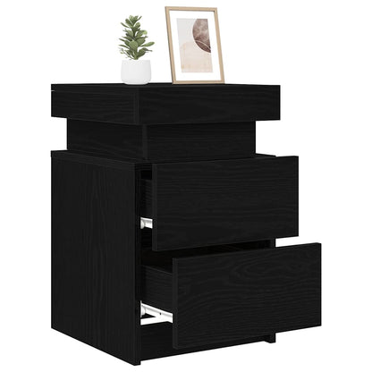 Nachttisch 2 stk. Schwarz Eichen-Optik 35 x 39 x 55 cm
