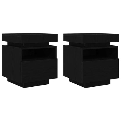 Nachttisch 2 stk. Schwarz Eichen-Optik 40 x 39 x 48,5 cm