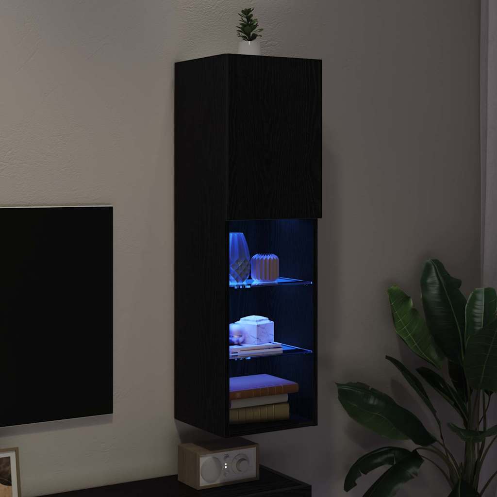 TV-Schrankset 30,5 x 30 x 102 cm Schwarz Eichen-Optik