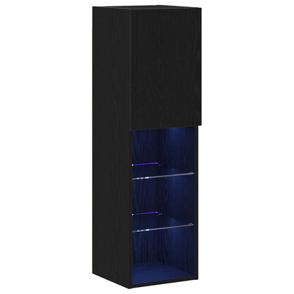 TV-Schrankset 30,5 x 30 x 102 cm Schwarz Eichen-Optik
