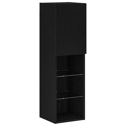 TV-Schrankset 30,5 x 30 x 102 cm Schwarz Eichen-Optik