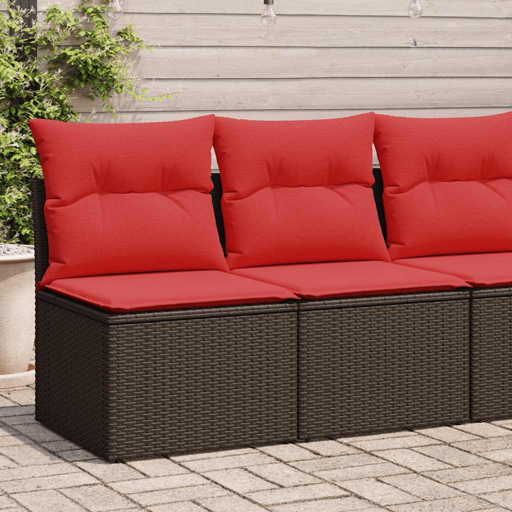 2-tlg. Garten-Sofagarnitur mit Kissen Braun Poly Rattan Akazie