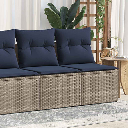 2-tlg. Garten-Sofagarnitur mit Kissen Grau Poly Rattan Akazie