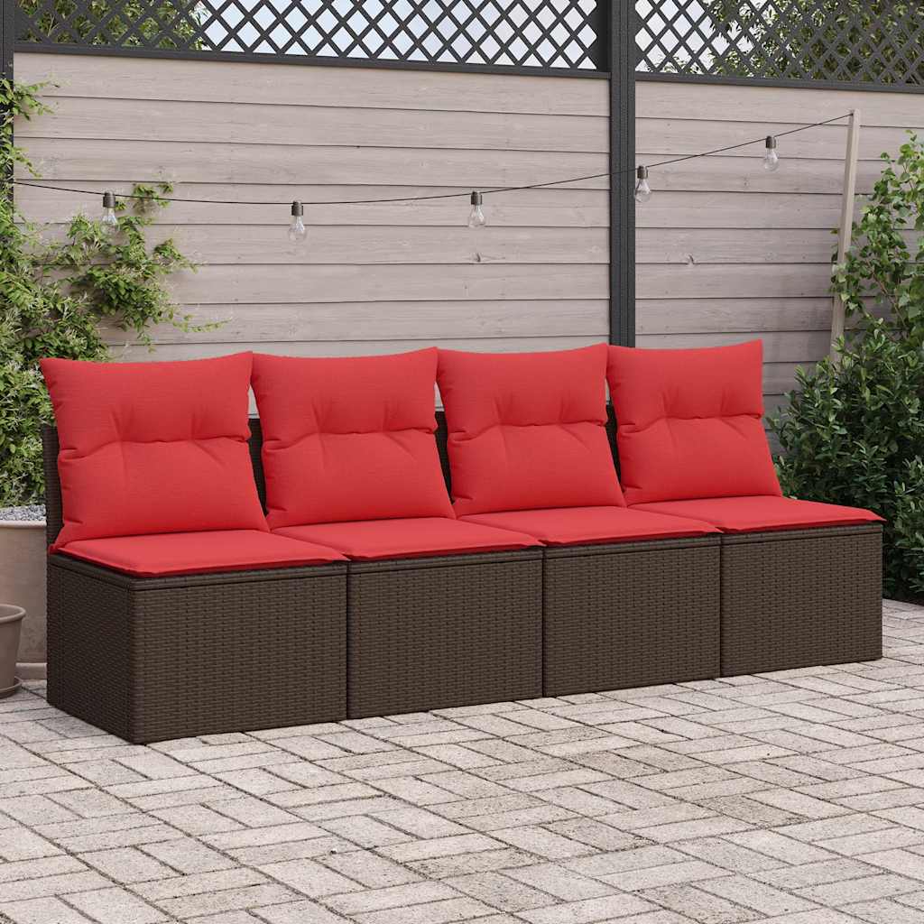 2-tlg. Garten-Sofagarnitur mit Kissen Braun Poly Rattan Akazie