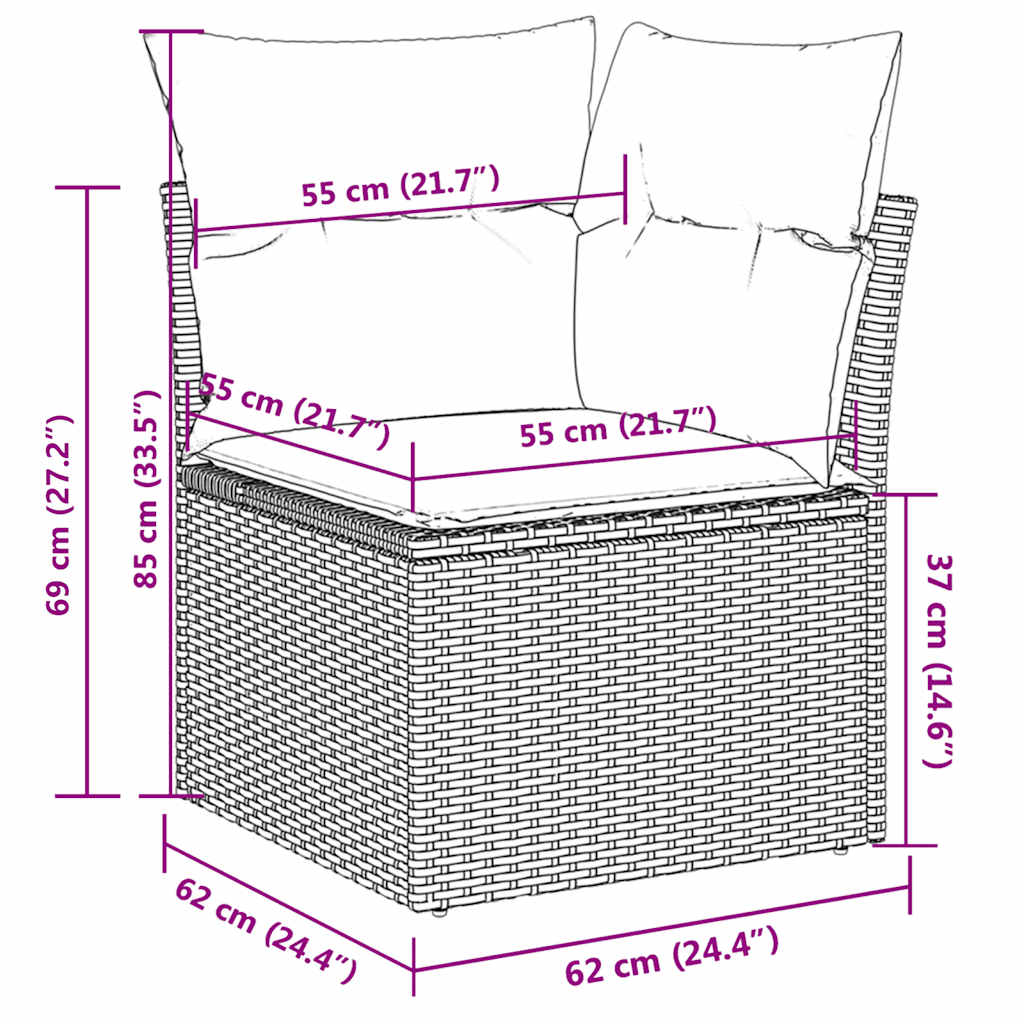 4-tlg. Garten-Sofagarnitur mit Kissen Braun Poly Rattan