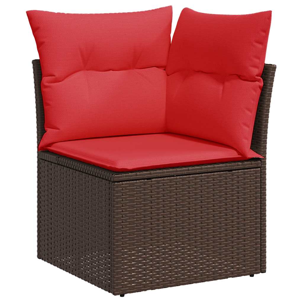 4-tlg. Garten-Sofagarnitur mit Kissen Braun Poly Rattan