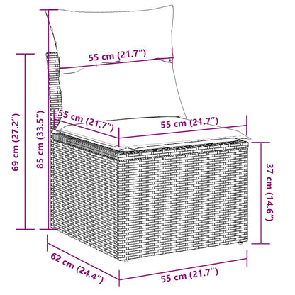 6-tlg. Garten-Sofagarnitur mit Kissen Grau Poly Rattan