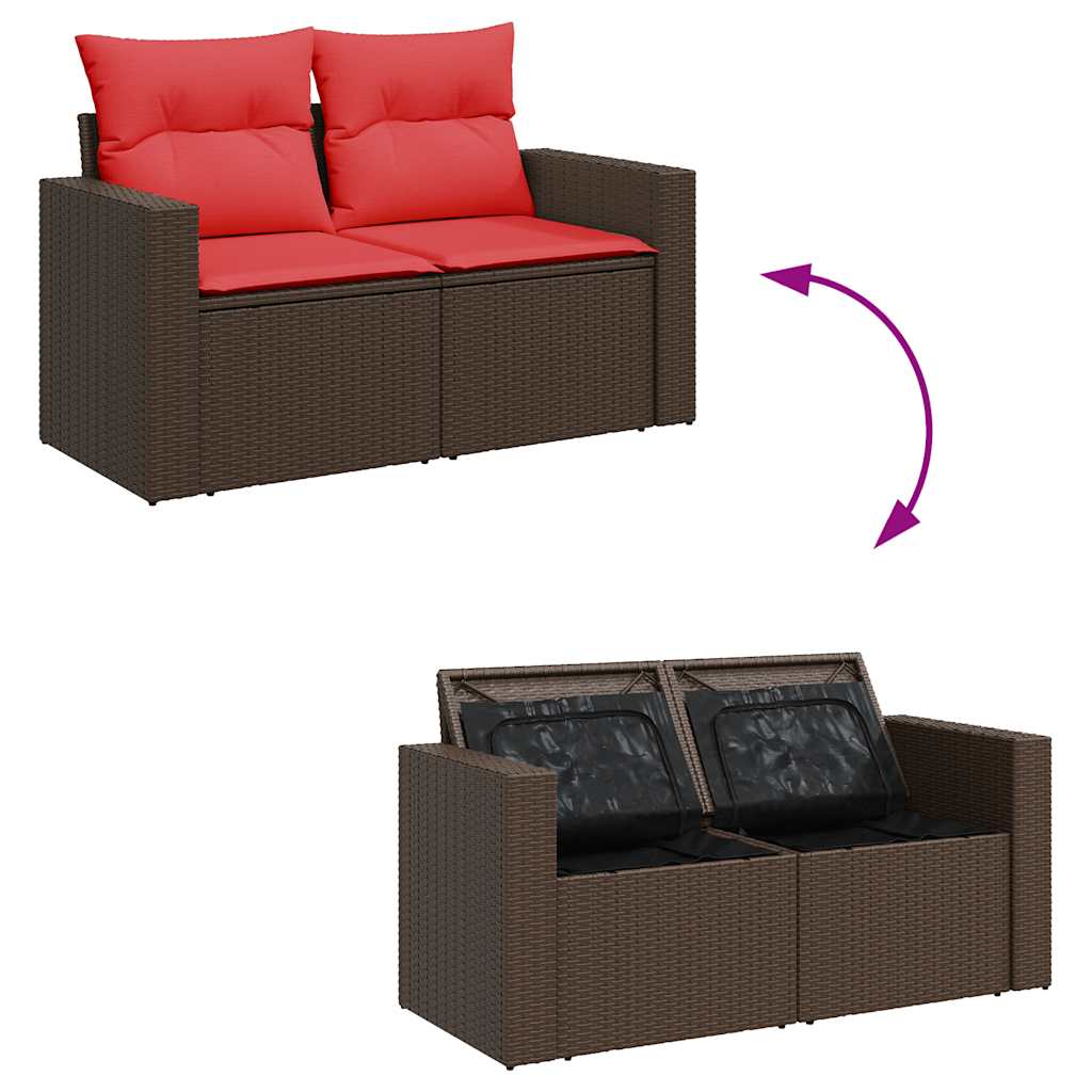 6-tlg. Garten-Sofagarnitur mit Kissen Braun Poly Rattan