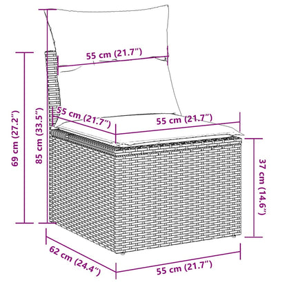 9-tlg. Garten-Sofagarnitur mit Kissen Schwarz Poly Rattan