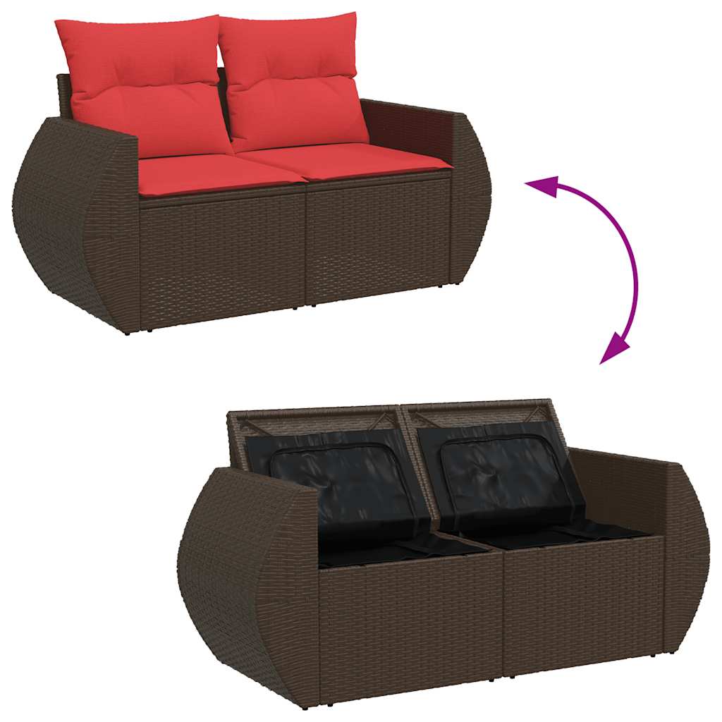 6-tlg. Garten-Sofagarnitur mit Kissen Braun Poly Rattan