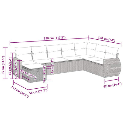 8-tlg. Garten-Sofagarnitur mit Kissen Schwarz Poly Rattan