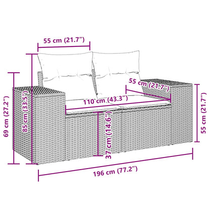 5-tlg. Garten-Sofagarnitur mit Kissen Grau Poly Rattan