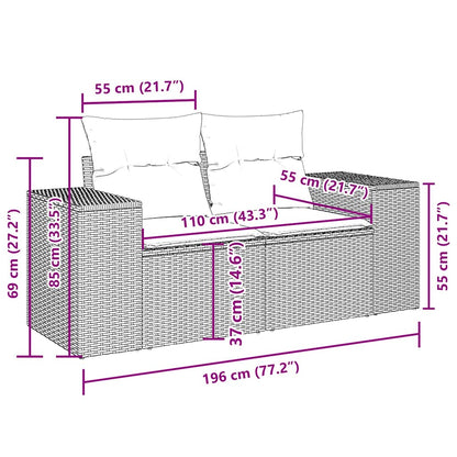 7-tlg. Garten-Sofagarnitur mit Kissen Schwarz Poly Rattan