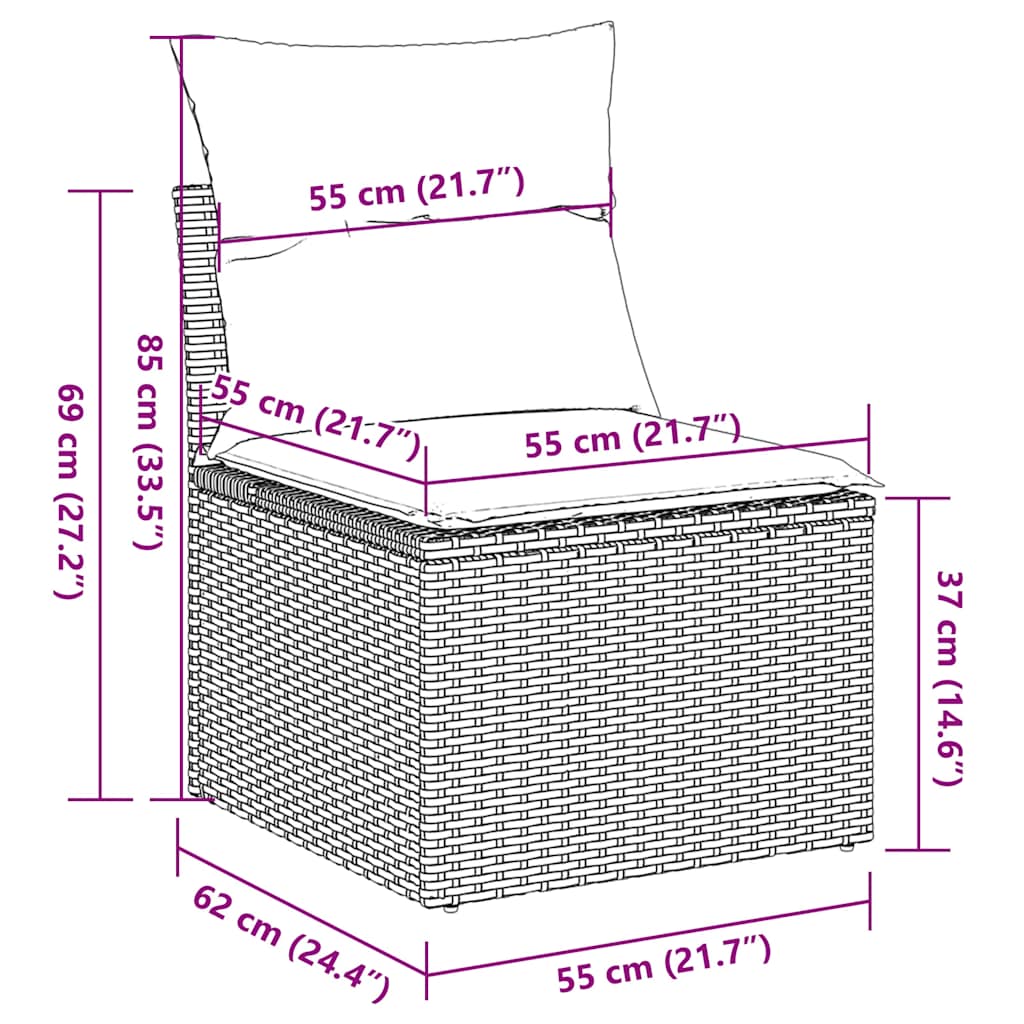 6-tlg. Garten-Sofagarnitur mit Kissen Beige Poly Rattan