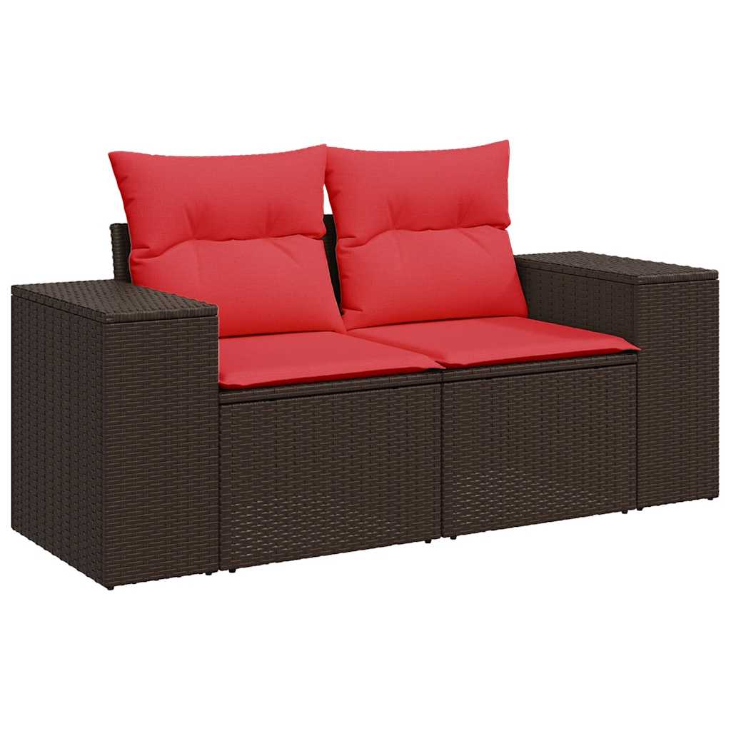 6-tlg. Garten-Sofagarnitur mit Kissen Braun Poly Rattan