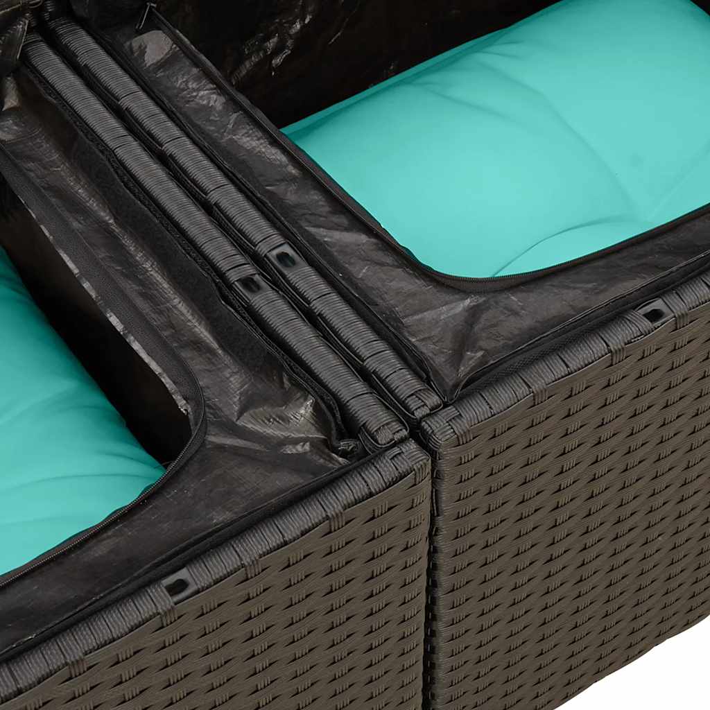 6-tlg. Garten-Sofagarnitur mit Kissen Schwarz Poly Rattan
