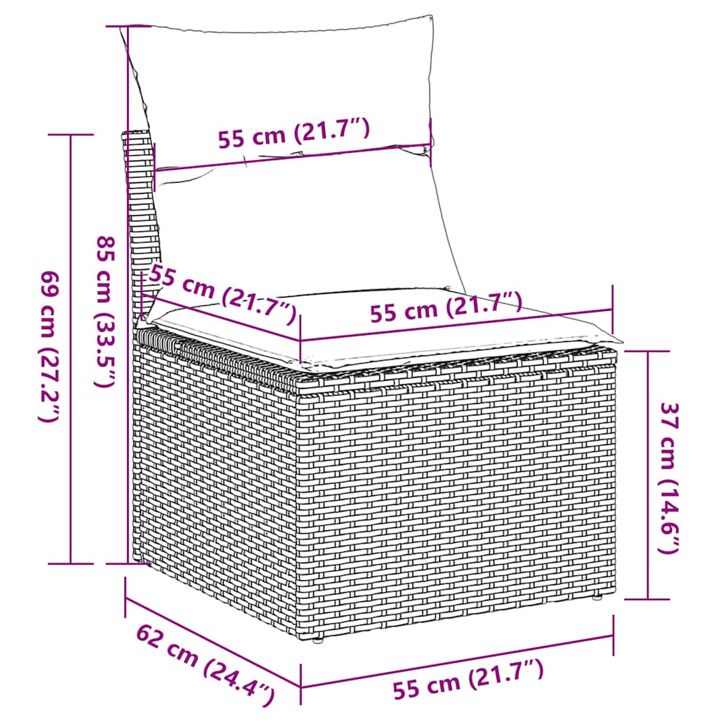 6-tlg. Garten-Sofagarnitur mit Kissen Beige Poly Rattan