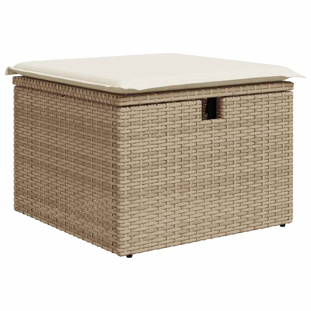 4-tlg. Garten-Sofagarnitur mit Kissen Beige Poly Rattan