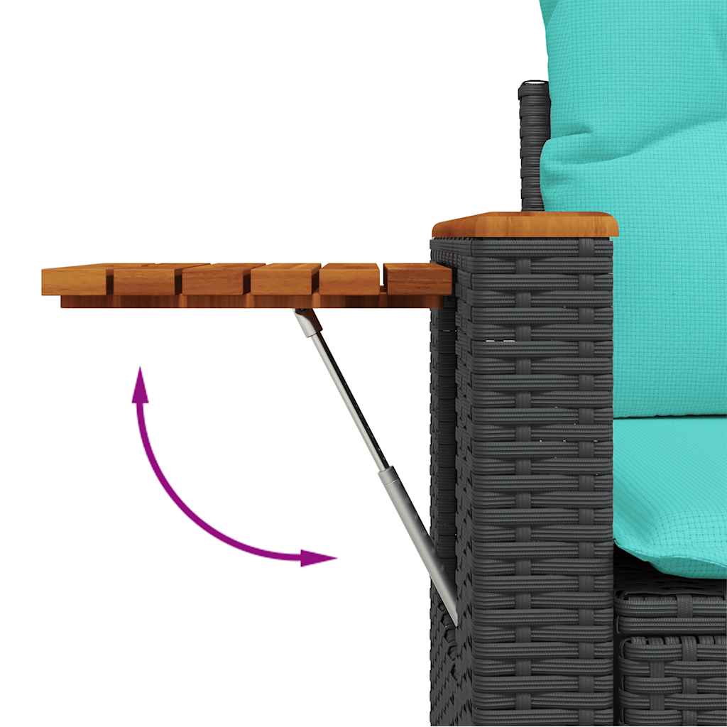 7-tlg. Garten-Sofagarnitur mit Kissen Schwarz Poly Rattan