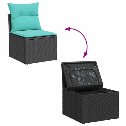 6-tlg. Garten-Sofagarnitur mit Kissen Schwarz Poly Rattan