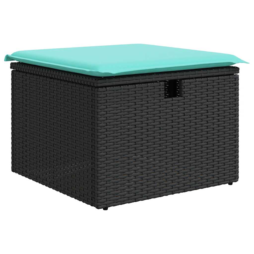 4-tlg. Garten-Sofagarnitur mit Kissen Schwarz Poly Rattan