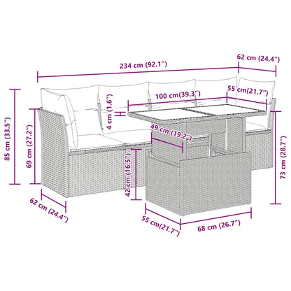 5-tlg. Garten-Sofagarnitur mit Kissen Braun Poly Rattan Akazie