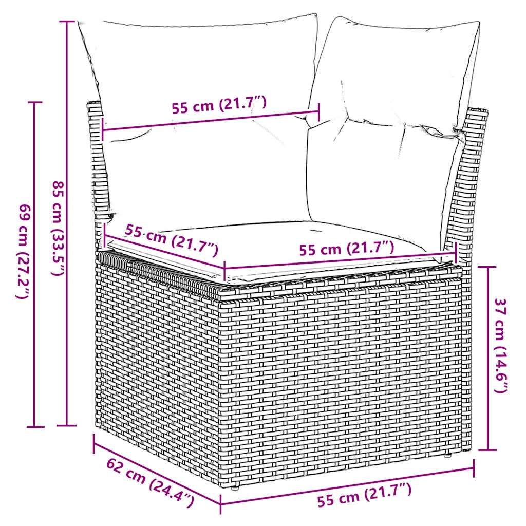 6-tlg. Garten-Sofagarnitur mit Kissen Braun Poly Rattan Akazie