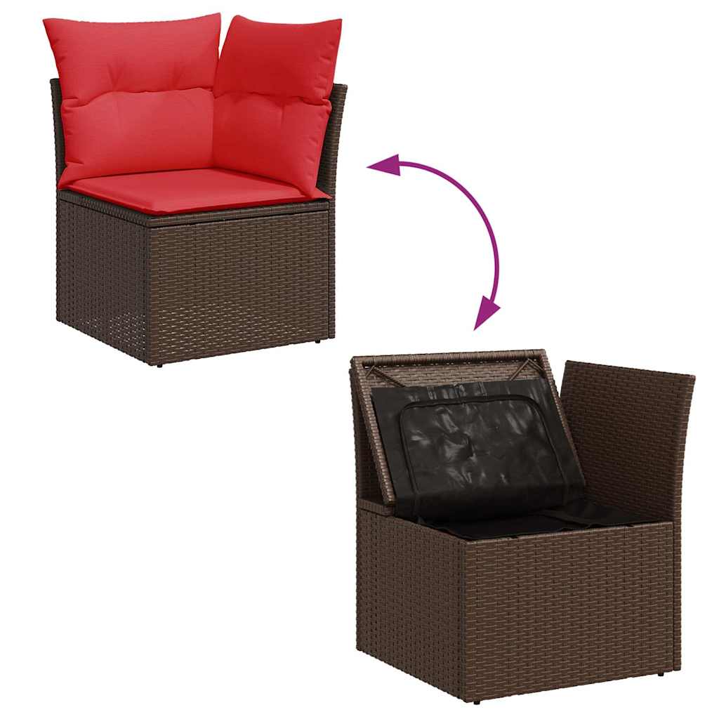 6-tlg. Garten-Sofagarnitur mit Kissen Braun Poly Rattan Akazie
