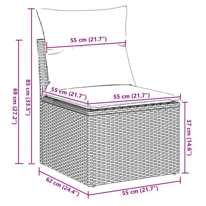 11-tlg. Garten-Sofagarnitur mit Kissen Braun Poly Rattan Akazie