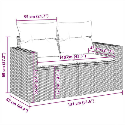 9-tlg. Garten-Sofagarnitur mit Kissen Braun Poly Rattan