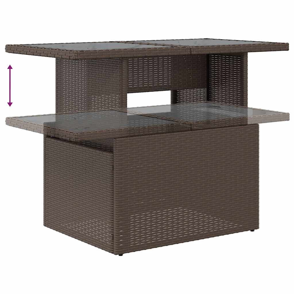 9-tlg. Garten-Sofagarnitur mit Kissen Braun Poly Rattan Akazie