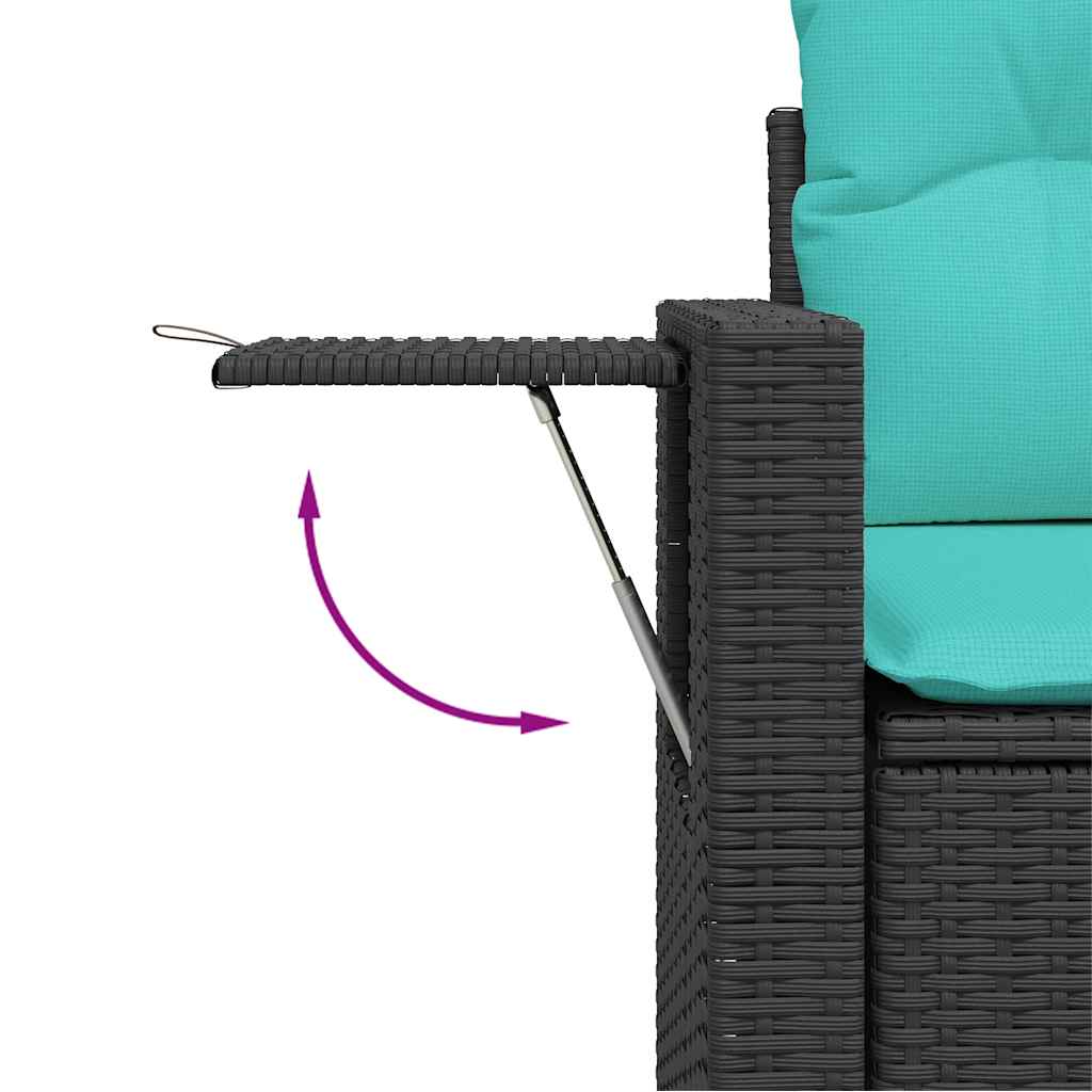 6-tlg. Garten-Sofagarnitur mit Kissen Schwarz Poly Rattan