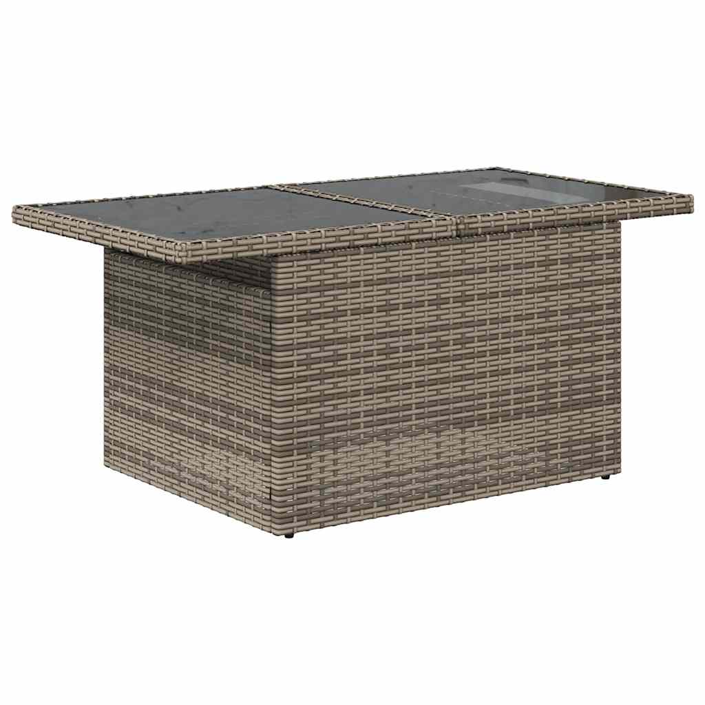 8-tlg. Garten-Sofagarnitur mit Kissen Grau Poly Rattan Akazie