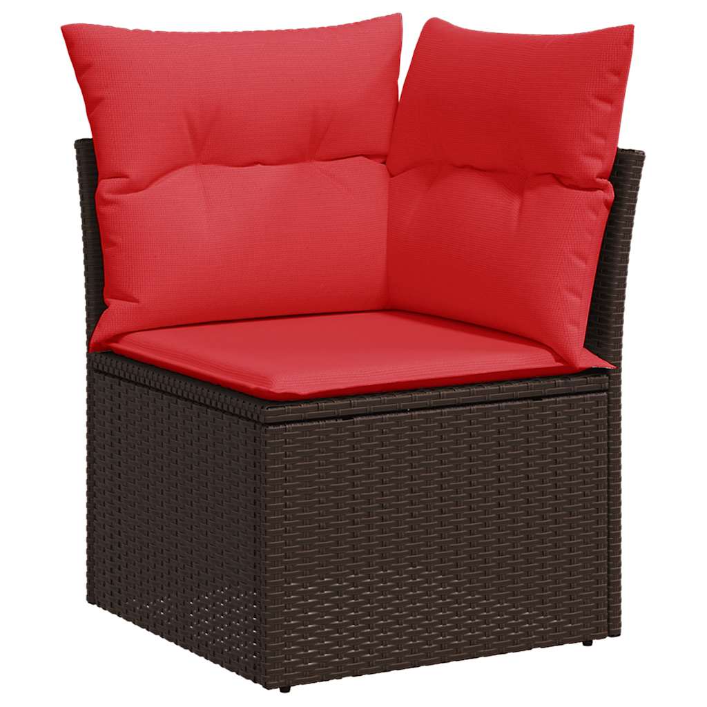 8-tlg. Garten-Sofagarnitur mit Kissen Braun Poly Rattan Akazie
