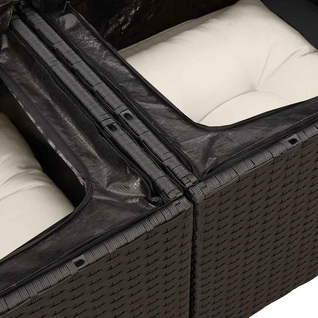 6-tlg. Garten-Sofagarnitur mit Kissen Schwarz Poly Rattan