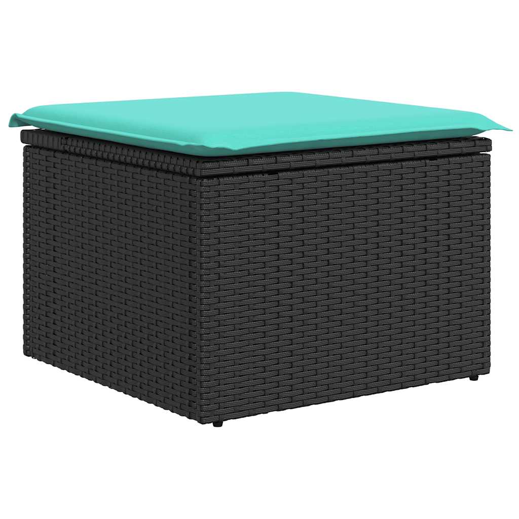 8-tlg. Garten-Sofagarnitur mit Kissen Schwarz Poly Rattan