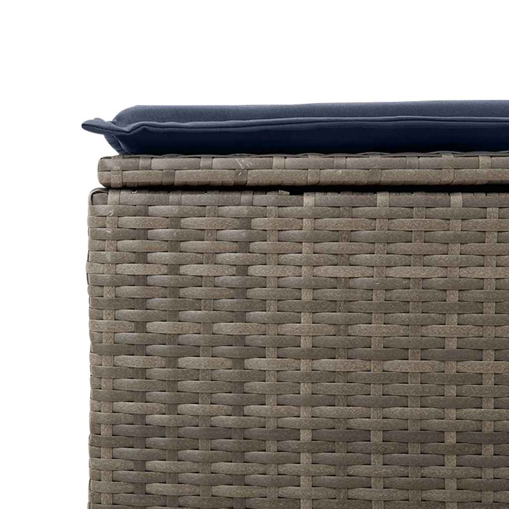 8-tlg. Garten-Sofagarnitur mit Kissen Grau Poly Rattan Akazie