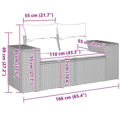 5-tlg. Garten-Sofagarnitur mit Kissen Braun Poly Rattan