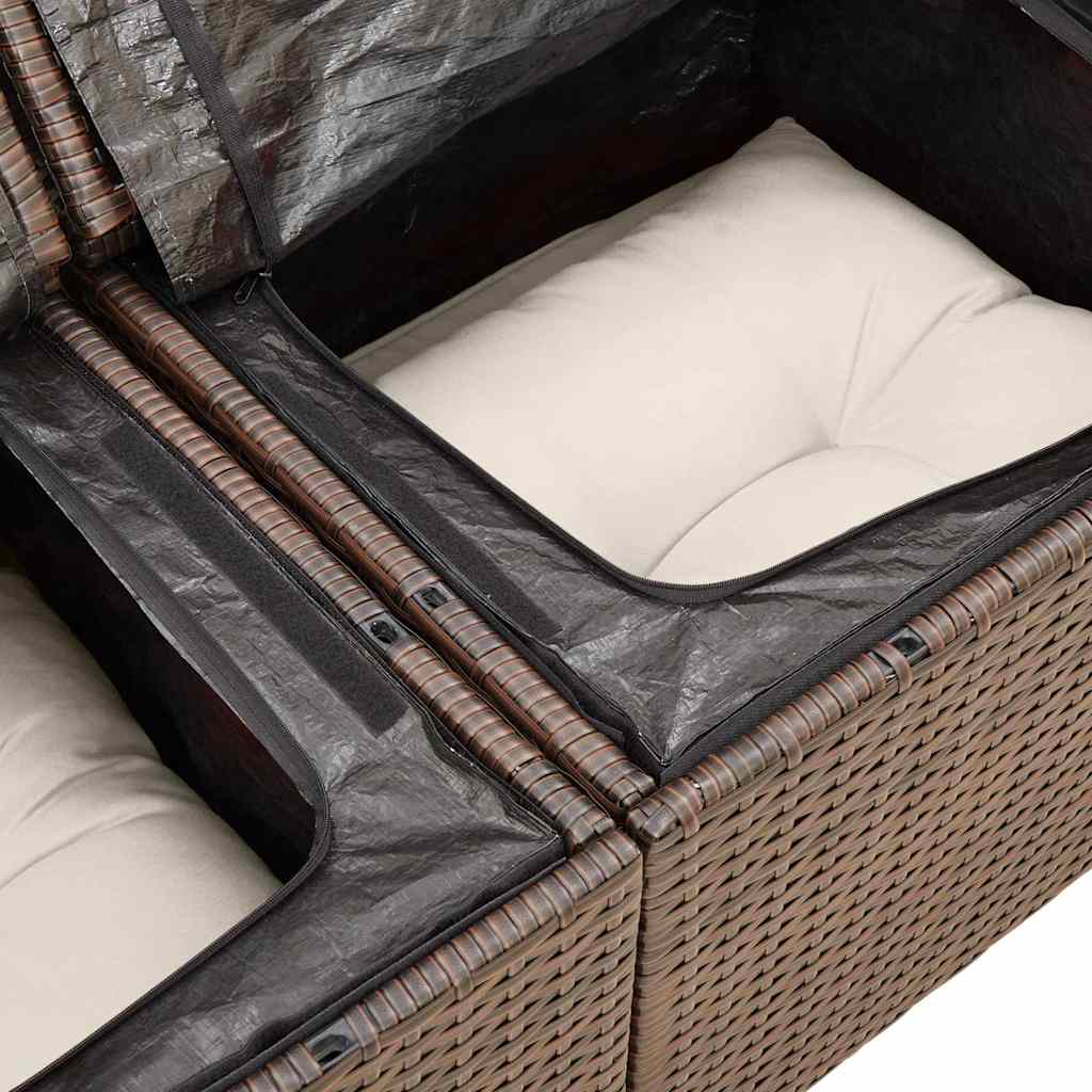 8-tlg. Garten-Sofagarnitur mit Kissen Braun Poly Rattan