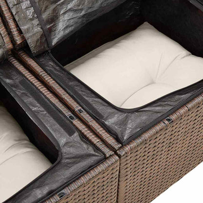 8-tlg. Garten-Sofagarnitur mit Kissen Braun Poly Rattan