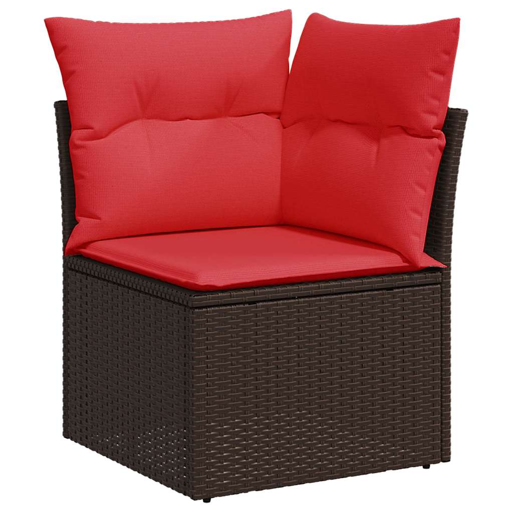 8-tlg. Garten-Sofagarnitur mit Kissen Braun Poly Rattan Akazie