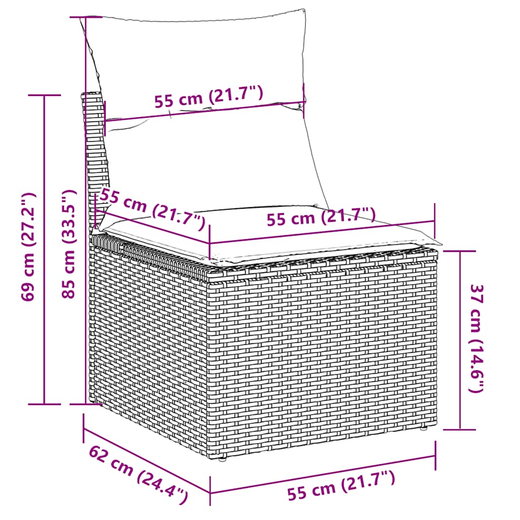 7-tlg. Garten-Sofagarnitur mit Kissen Beige Poly Rattan