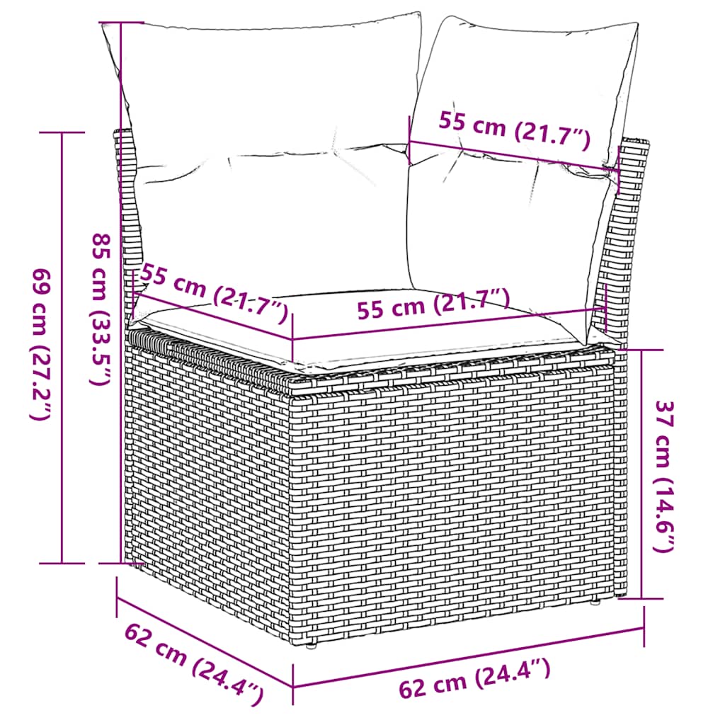 7-tlg. Garten-Sofagarnitur mit Kissen Beige Poly Rattan